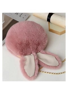 Executive LLC Cute Soft Rabbit Ear Sling Hand Bag With Smooth Zipper,Cross Body Bag For Girls,Clutch Purse with Gold Metal Chain Strap, Plush Side Bag, Shoulder hand Purse  - Image 3