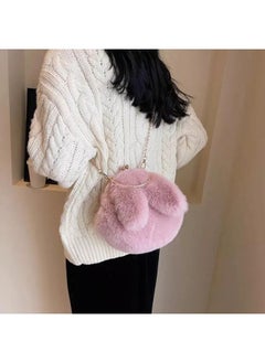 Executive LLC Cute Soft Rabbit Ear Sling Hand Bag With Smooth Zipper,Cross Body Bag For Girls,Clutch Purse with Gold Metal Chain Strap, Plush Side Bag, Shoulder hand Purse  - Image 2