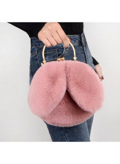 Executive LLC Cute Soft Rabbit Ear Sling Hand Bag With Smooth Zipper,Cross Body Bag For Girls,Clutch Purse with Gold Metal Chain Strap, Plush Side Bag, Shoulder hand Purse  - Image 4