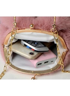 Executive LLC Cute Soft Rabbit Ear Sling Hand Bag With Smooth Zipper,Cross Body Bag For Girls,Clutch Purse with Gold Metal Chain Strap, Plush Side Bag, Shoulder hand Purse  - Image 5
