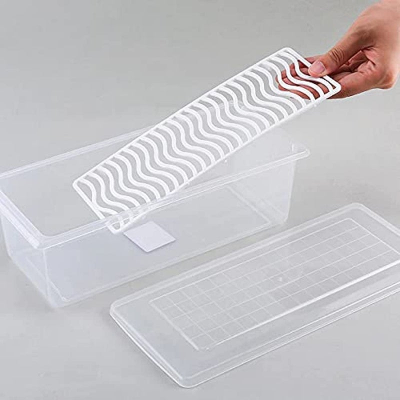 Floraware Floraware Plastic Fridge Storage Box Multipurpose Box With Drain Plate At Bottom 1400Ml Bpa Free Transparant Pack Of 2 - Image 5
