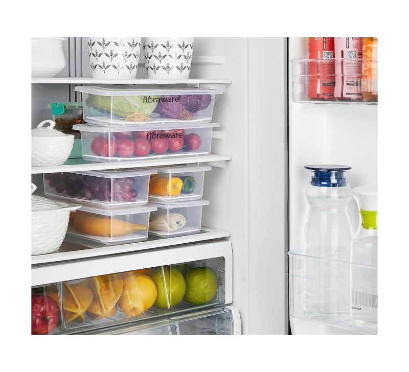Floraware Floraware Plastic Fridge Storage Box Multipurpose Box With Drain Plate At Bottom 1400Ml Bpa Free Transparant Pack Of 2 - Image 4