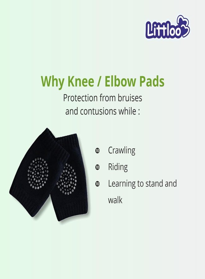 LITTLOO Baby Knee Socks & Crawling Socks Anti-Slip Knee & Elbow Protector Pads, Soft Cotton Elastic for Cushion & Knee Protection (Black) - Image 5