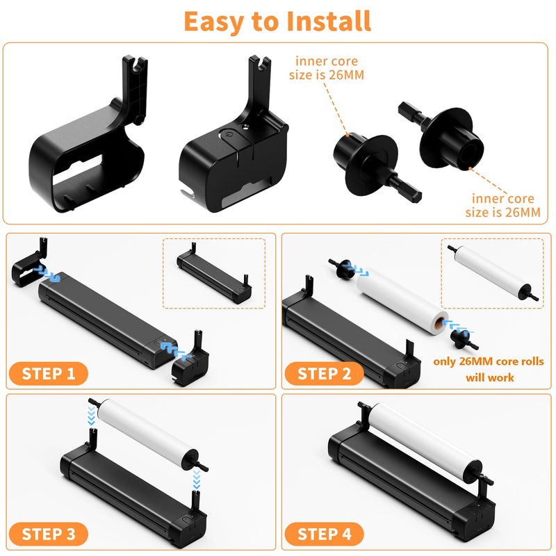 Phomemo M08F Printer Holder & 2 Rolls US Letter 8.5"x11" Thermal Paper, Portable Desktop Printer Accessory Supplies for Travel, Home, Office (Only Holder and Roll Paper) - Image 2