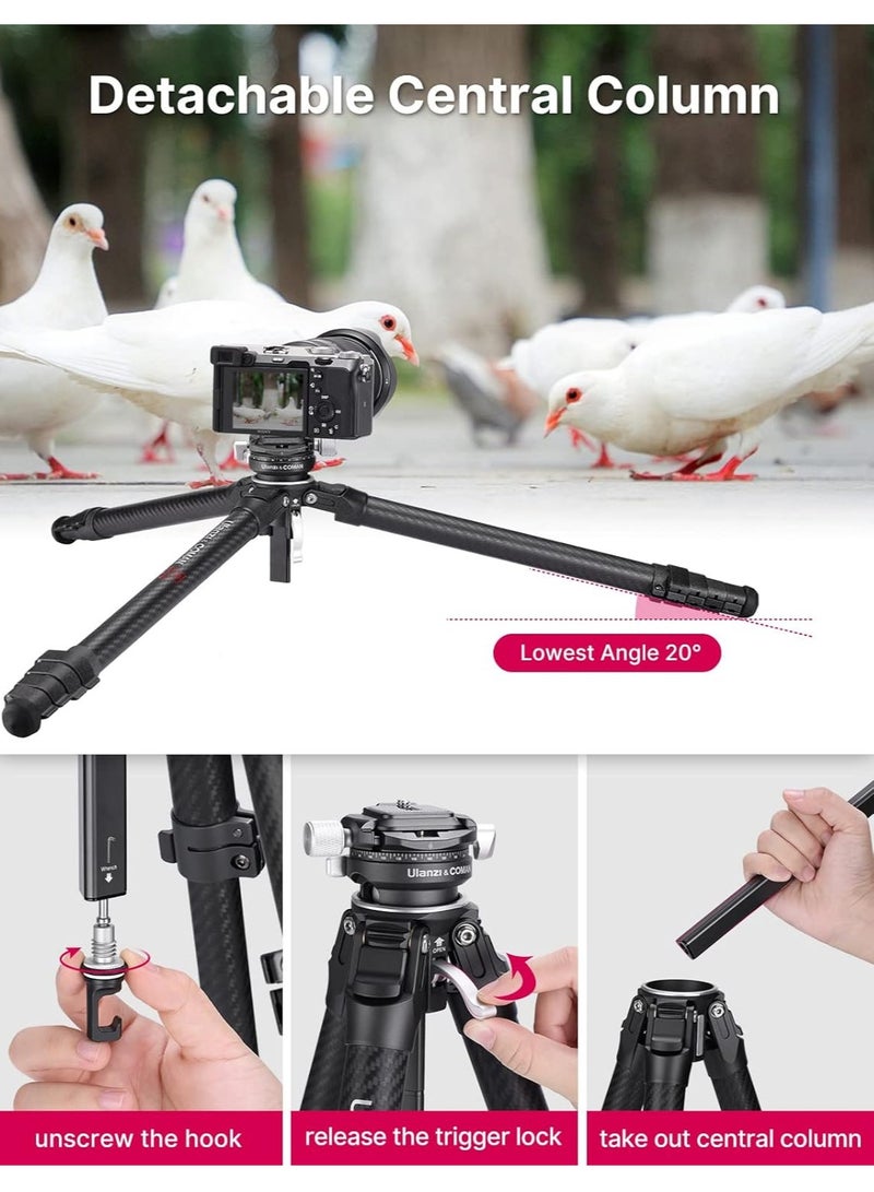 Ulanzi Zero-Y Carbon Fiber Lightweight Travel Tripod | Panoramic Tripod Head | Storage Length 42cm | Adjustable Height 15.3-156cm | Payload 10Kg | Ulanzi Zero Y | 1.1Kg - Image 2