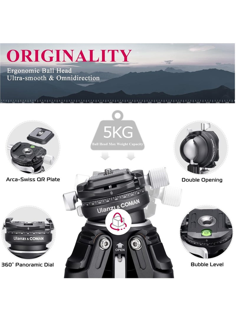 Ulanzi Zero-Y Carbon Fiber Lightweight Travel Tripod | Panoramic Tripod Head | Storage Length 42cm | Adjustable Height 15.3-156cm | Payload 10Kg | Ulanzi Zero Y | 1.1Kg - Image 4