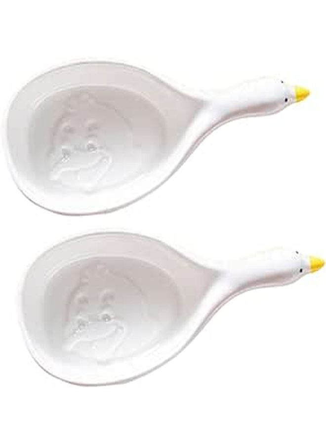 White Ceramic Swan Sauce Bowls 2 Pieces Mini Dishes For Appetizers Salads Condiments - Image 1