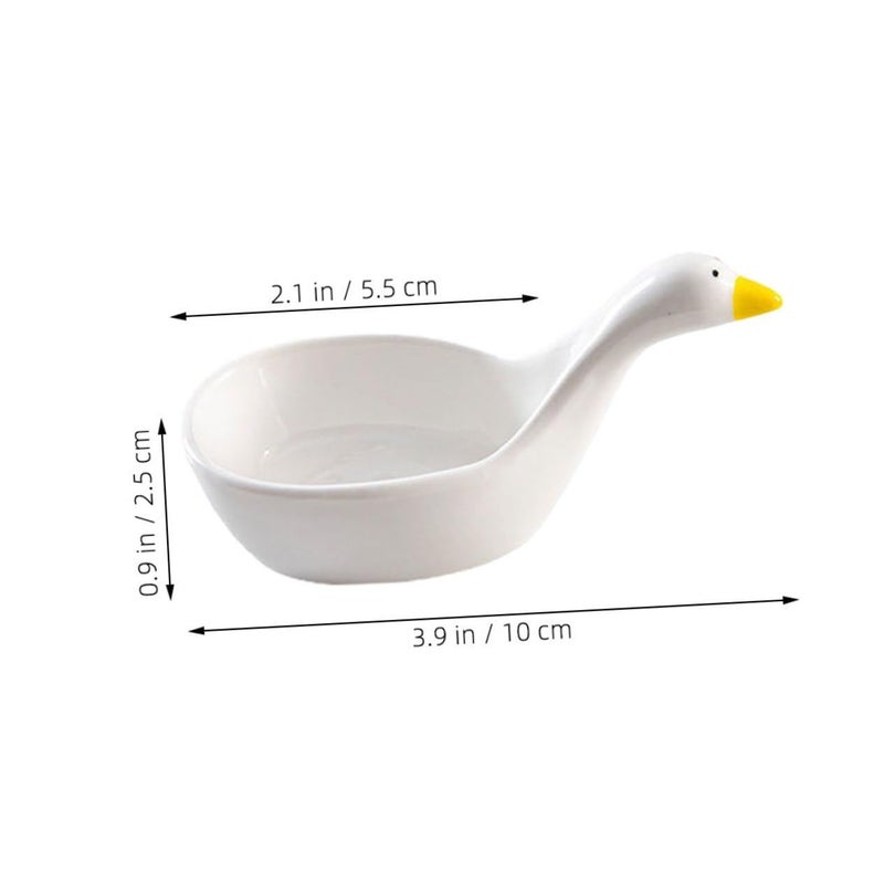White Ceramic Swan Sauce Bowls 2 Pieces Mini Dishes For Appetizers Salads Condiments - Image 3