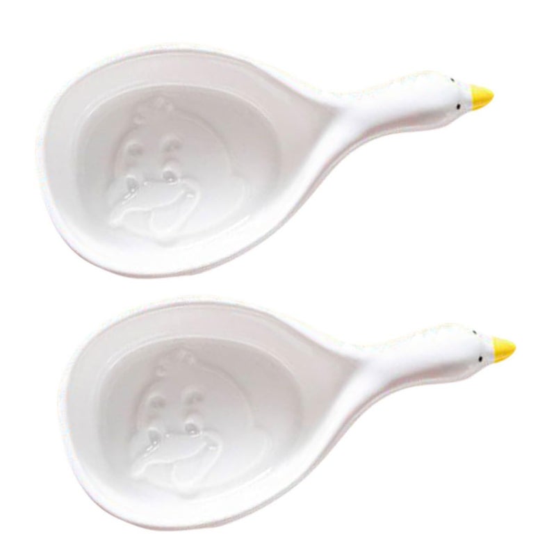 White Ceramic Swan Sauce Bowls 2 Pieces Mini Dishes For Appetizers Salads Condiments - Image 2