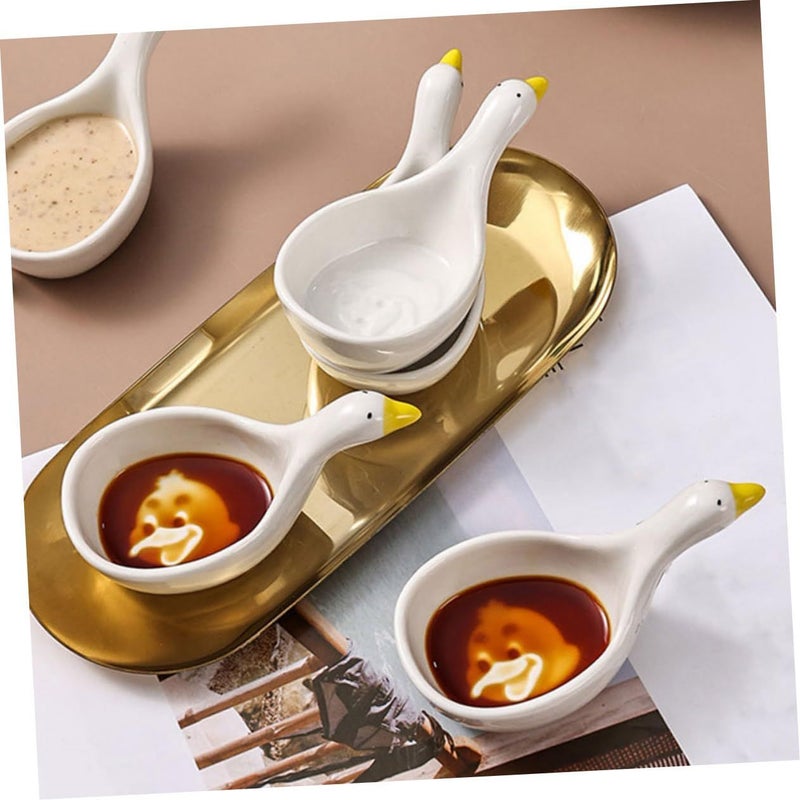 White Ceramic Swan Sauce Bowls 2 Pieces Mini Dishes For Appetizers Salads Condiments - Image 5
