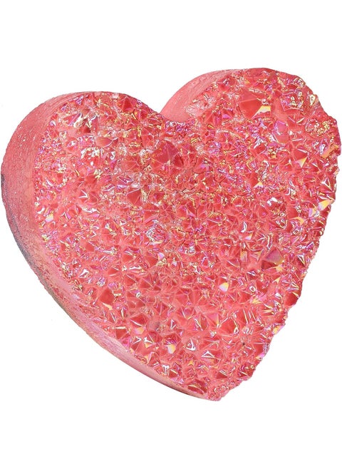SUNYIK Rainbow Titanium Coated Heart Shape Crystal Cluster Specimen Natural Healing Rock Quartz Crystal Stone Decor Office Home Meditation