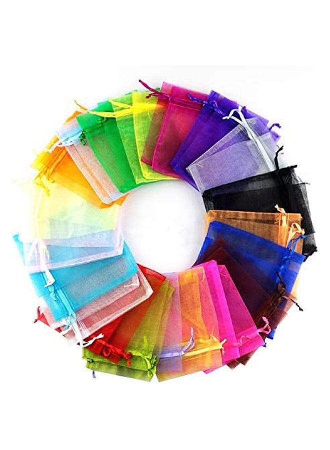 100PCS 5X7 inch Sheer Organza Bag with Drawstring for Wedding Party Favor Fouch Jewelry Gift Bags (Mix 5X7) - Image 2