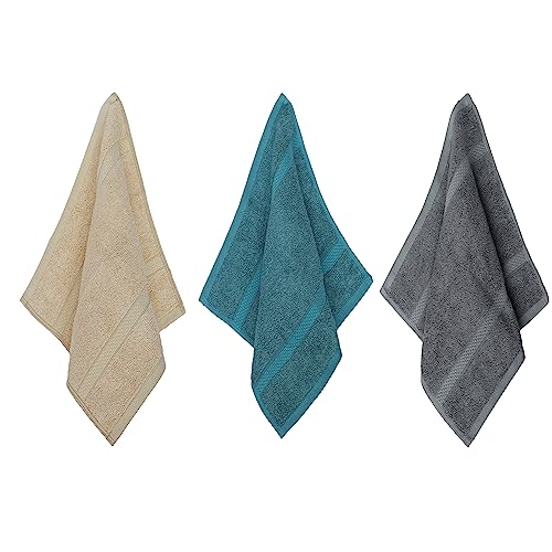 Velve 100% Bamboo Face Towel | Ultra Soft, Absorbent & Quick Dry Towels for Facewash, Gym, Travel, Sports | Suitable for Sensitive Skin | Pocket Size & Easy to Carry | Set of 3-Beige, Teal, Grey - Image 2
