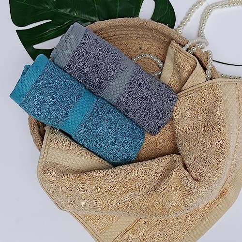 Velve 100% Bamboo Face Towel | Ultra Soft, Absorbent & Quick Dry Towels for Facewash, Gym, Travel, Sports | Suitable for Sensitive Skin | Pocket Size & Easy to Carry | Set of 3-Beige, Teal, Grey - Image 4