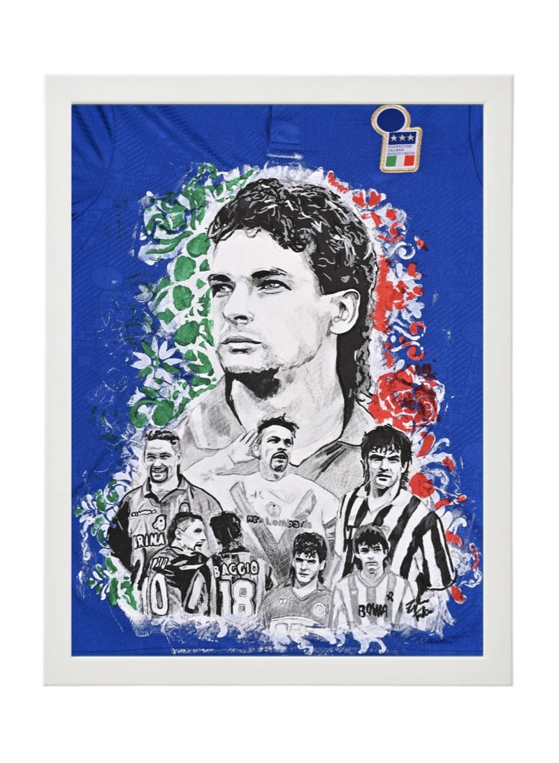 Boomah Accessories Roberto Baggio Italy Jersey Art Poster with Frame 30x40cm 