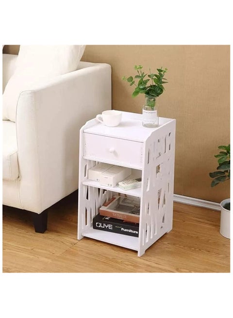 طاولة جانبية صغيرة رف كتب أبيض بجانب السرير منضدة طاولة نهاية رف الطاولة للمساحات الصغيرة 3 طبقات للأطفال رف مفتوح كتاب