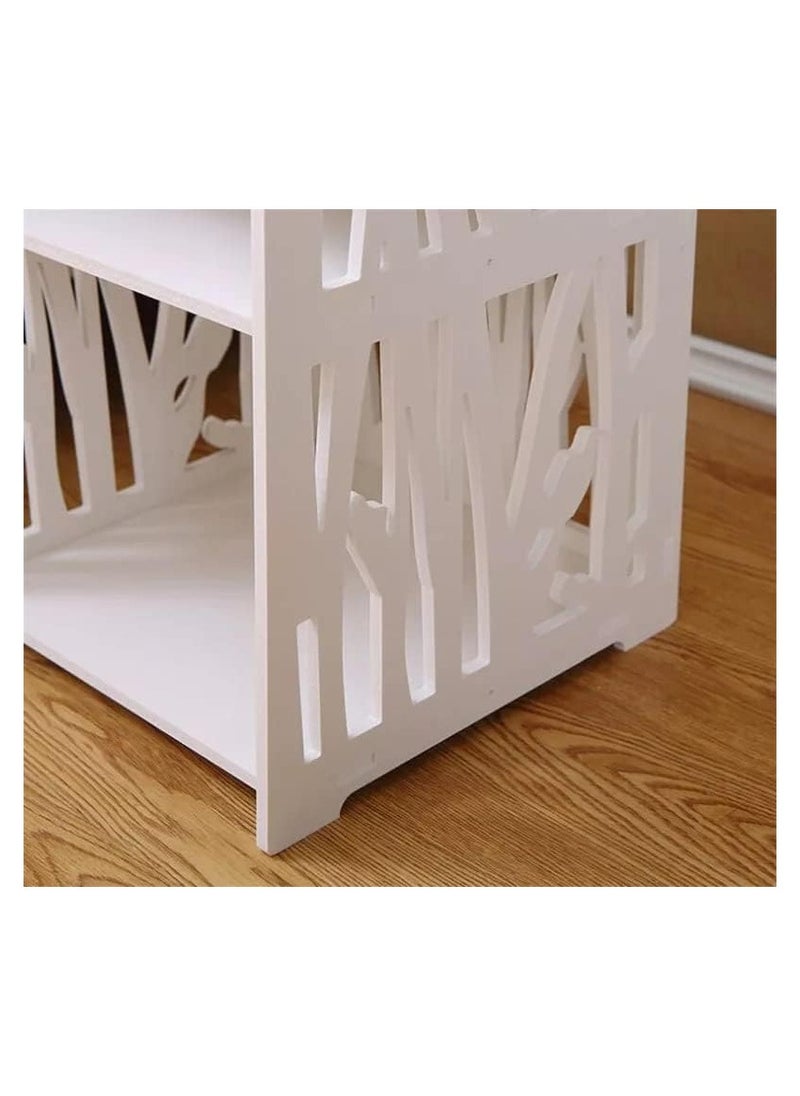 Generic - Small Side Table White Bookshelf Bedside Nightstand Table End Table Shelf for Small Spaces 3 Tier Kids Open Shelf Book - Image 1