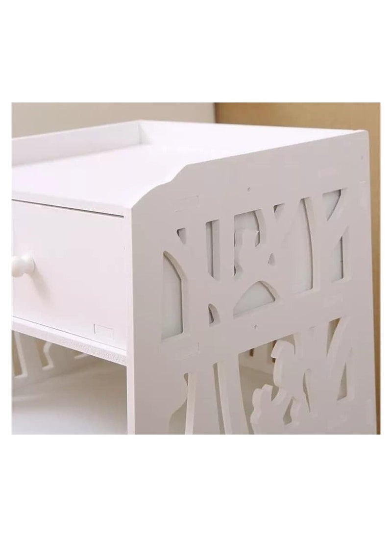 Generic - Small Side Table White Bookshelf Bedside Nightstand Table End Table Shelf for Small Spaces 3 Tier Kids Open Shelf Book - Image 1