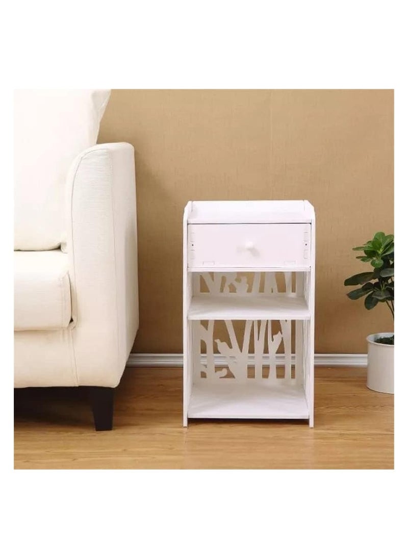 Generic - Small Side Table White Bookshelf Bedside Nightstand Table End Table Shelf for Small Spaces 3 Tier Kids Open Shelf Book - Image 1