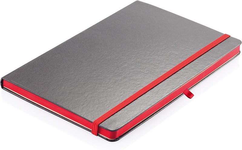 SANTHOME Bukh Classic Lined Hardcover Notebook, A5 Size, Black/Red - Image 2