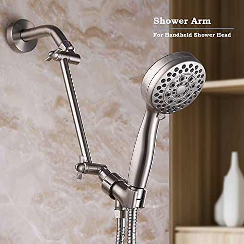 Oysdmn Adjustable Shower Arm, 8 Inch, Brushed Nickel, Modern Style, Universal G1/2 Threads, Easy Tool Free Installation, 5-Year Warranty - Image 2