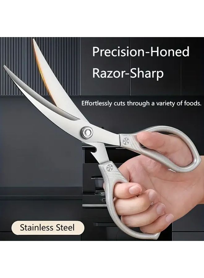 5 Pieces Curved Blade BBQ Scissors And Tongs Set Professional Outdoor Cooking Kit Heat Resistant Grilling Tools Sharpener Included Easy Chicken Bone Cutting - Image 2