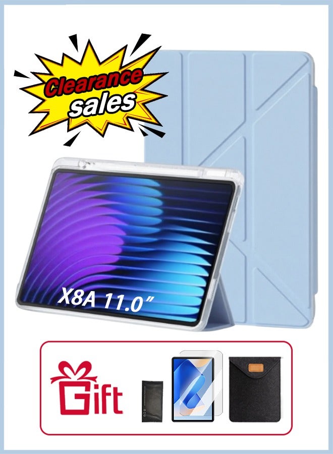 [clearance sales] HONOR Pad X8a 11 Inch Case With Auto Wake, Tablet Cover Shockproof Y Folding Stand, Smart Case Clear Back Tpu Back Cover Free AED 23 Anti-Glare Protective Film - Blue - Image 1