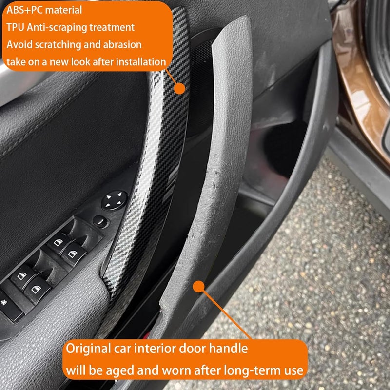 CHUANGHUI Car Door Handle for BMW X1 E84 2010-2015 28i 35i Interior Door Handles Replace Cover Car Door Handle Accessories (Carbon Fiber Color) All consumer tier purchase options - Image 2