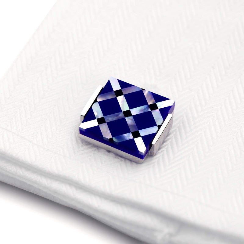 VIILOCK Business Wedding Mother of Pearl Cufflinks for Men Unique Onyx Stripe Tuxedo Cuff links Mens (Cross Pattern) - Image 5