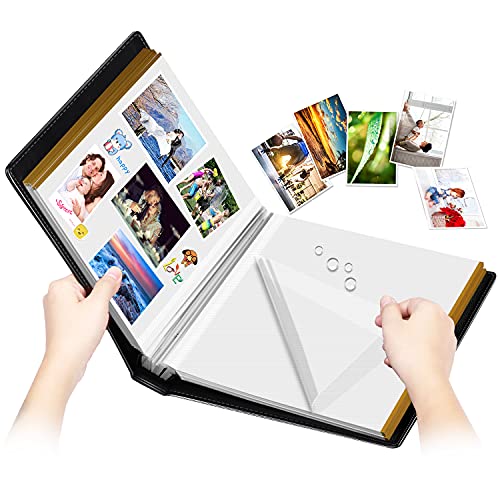 1DOT2 Photo Album Self-Adhesive, 100 Pages Sticky Page, Leather Cover, Magnetic Scrapbook Family Albums for Christmas Gifts, Birthday Wedding Memory Photo Book 4X6, 5X7, 6X8 8X10 Big Black - Image 1