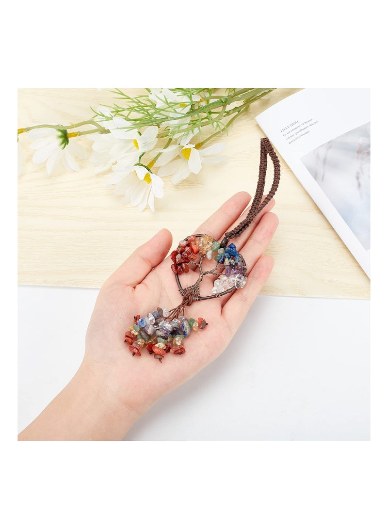 Excefore 3Pcs Hanging Ornaments Decor, 3 style Healing Crystals Tree of Life 7 Chakras Car Hanging Accessories Home Decor Meditation Ornaments - Image 4