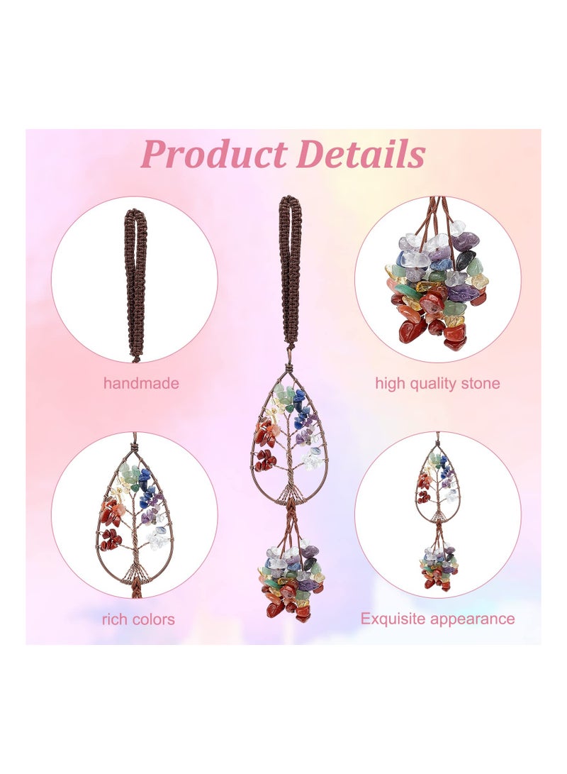 Excefore 3Pcs Hanging Ornaments Decor, 3 style Healing Crystals Tree of Life 7 Chakras Car Hanging Accessories Home Decor Meditation Ornaments - Image 3