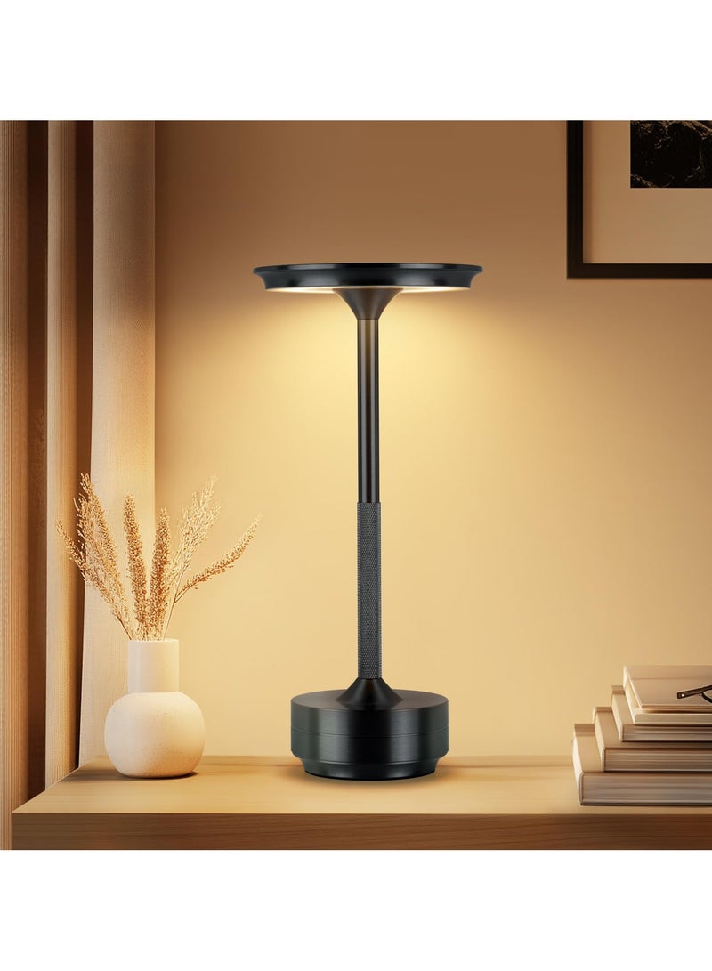 زيريفام مصباح طاولة لاسلكي، مصابيح مكتب LED محمولة، بطارية قابلة لإعادة الشحن USB 2000 مللي أمبير/ساعة، مصباح لمس بثلاثة ألوان مع خاصية التعتيم المستمر، مناسب لغرفة النوم وغرفة الطعام والمطعم، إضاءة ليلية  - Image 1
