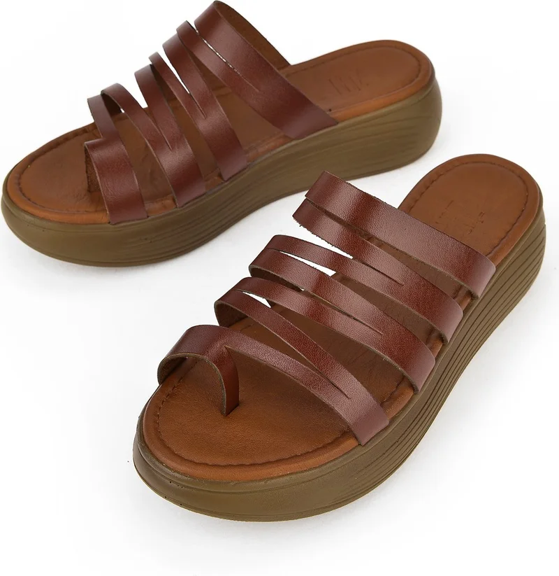 زيا Women's Leather Slippers 1311010 539 Brown