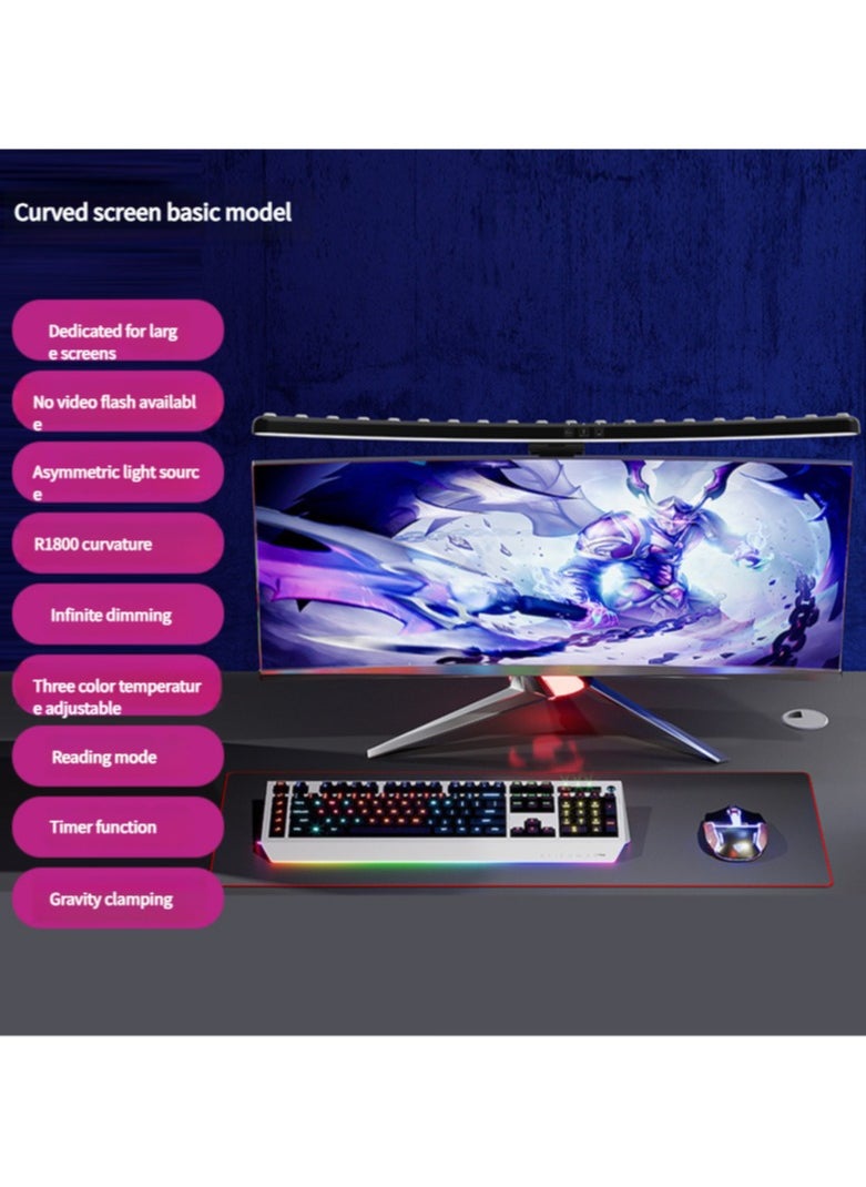 Generic - Monitor Screen LED Light Eye Protection PC Monitor LED Bar Space Saving Desk Lamp with Auto Dimming for Home/Office/Study/Game (Curved Screen) - Image 1