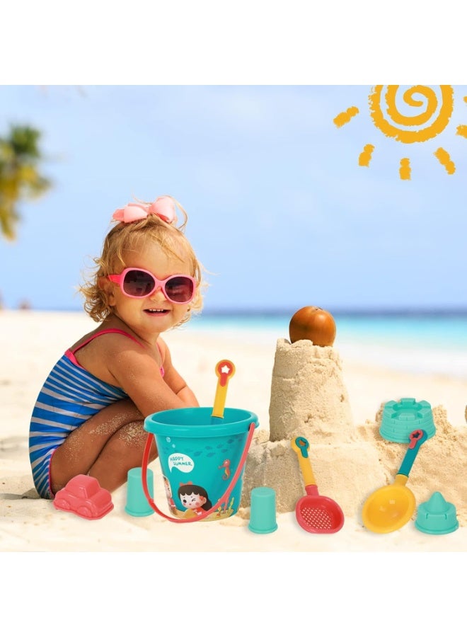 18 PCS Beach Toys Set for Kids, Sand Toys with Buckets, Watering Cans, Shovels, Rakes, Castle, Digger, Car Molds and Reusable Mesh Bag, Outdoor Fun Sand Tools for Toddler Children Boys Girls - Image 4