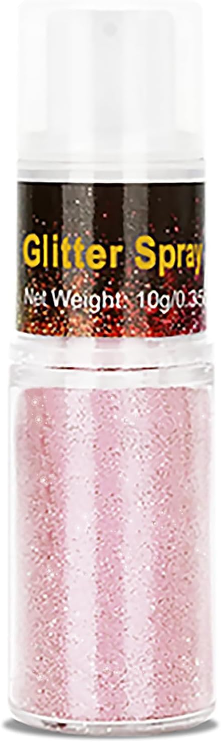 Go Ho Pink Hair and Body Glitter Spray,Light Pink Glitter Spray Dry Powder Makeup for Clothes,Festival Loose Sparkle Powder,Holographic Ultra Fine Resin Glitters for Crafts,10g