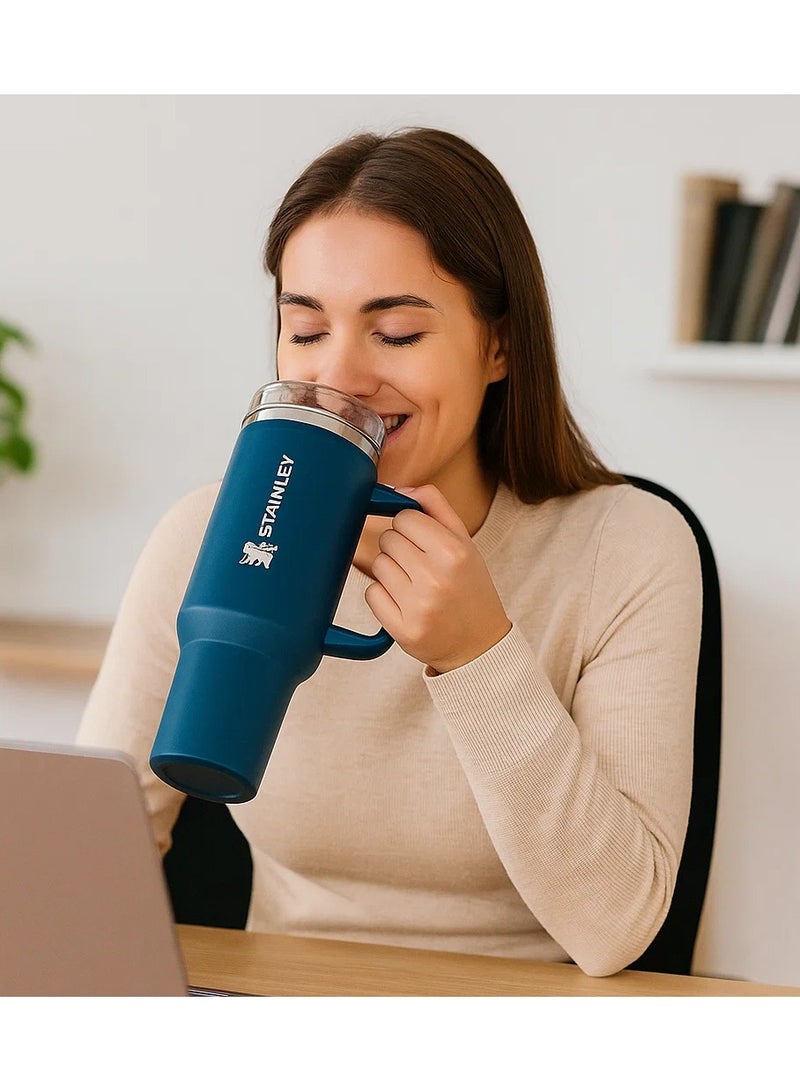 Stanley Original Flowstat Quencher H2.0 Vacuum Insulated Mug, Sealed 304, Stainless Steel with Lid and Straw for Water or Iced Tea and Coffee Juice, Keeps Water Hot for 6 Hours, Cold for 12 Hours, and Ice for 16 Hours, 1.18 Liter - Image 2