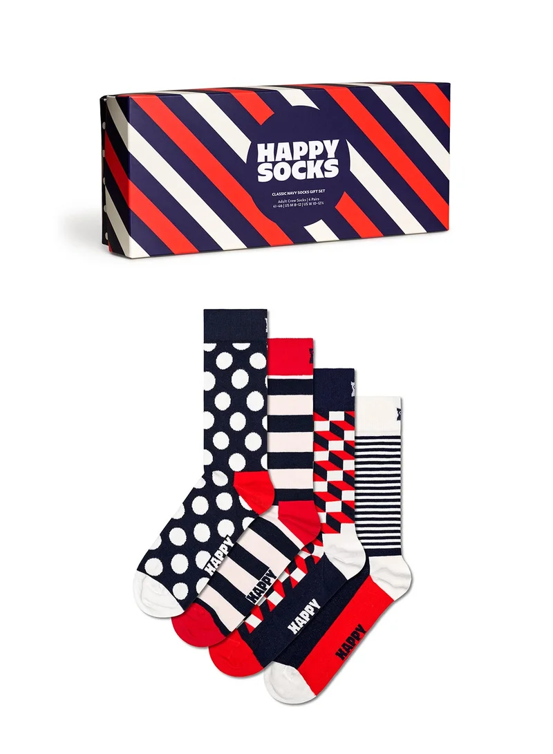 هابي سوكس طقم هدايا جوارب كلاسيكية باللون الكحلي – 4 عبوات