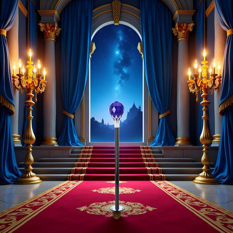 GANPUB Royal Blue Halloween Cosplay Plastic Diamonds Crown Wand King Queen Price Princess Role Play Sceptre Dress-Up Accessories - Image 2
