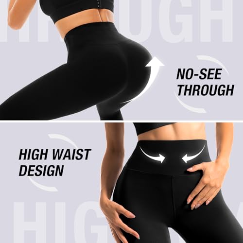Fawarior High Waisted Leggings for Women, Buttery Soft Workout Yoga Leggings Black LXL - Image 4