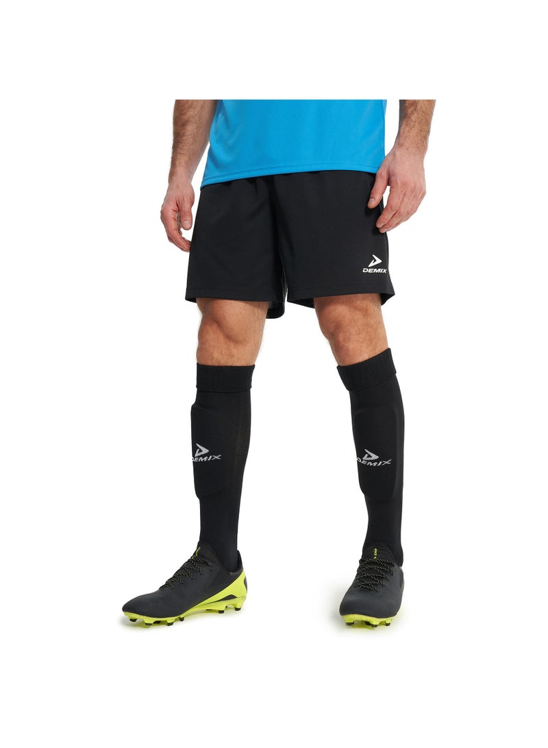 Demix Men’s Soccer Shorts - Demix Playmaker Tr Sho Black Lightweight & Breathable Sports Shorts with Moisture-Wicking Fabric & Adjustable Fit - Image 1