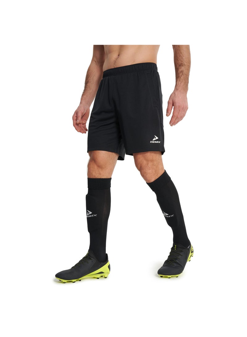 Demix Men’s Soccer Shorts - Demix Playmaker Tr Sho Black Lightweight & Breathable Sports Shorts with Moisture-Wicking Fabric & Adjustable Fit - Image 2