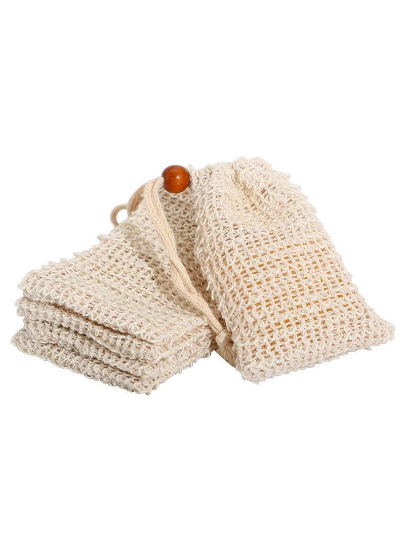 General Household Bath Scrub Face Cleansing Foaming Net (5 Pack) Great for Exfoliating and Preserving Soap, Natural Fiber Soap Bags for Foaming and Drying Soap, Organic Soap Bags with Bag Holder for Shower Bath  - Image 3