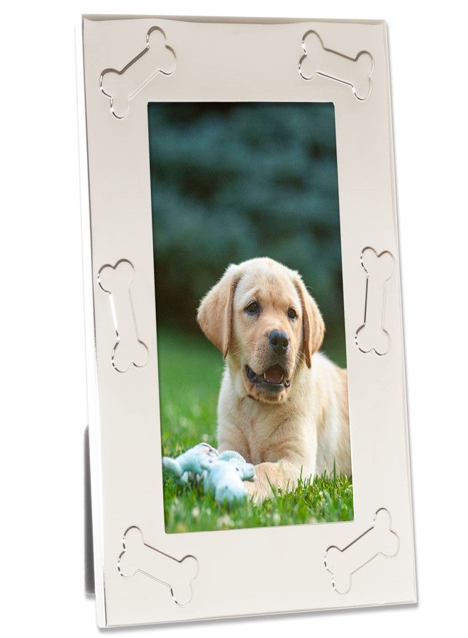 Lawrence Frames 4x6 Silver Metal Dog Picture Frame - Dog Bone Design - Image 2