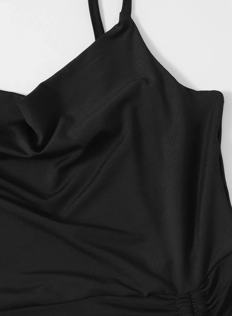 Drawstring Front Ruffle Hem Cami Dress  - Image 3
