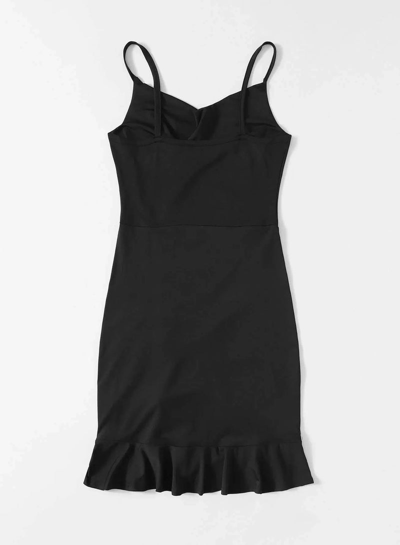 Drawstring Front Ruffle Hem Cami Dress  - Image 2