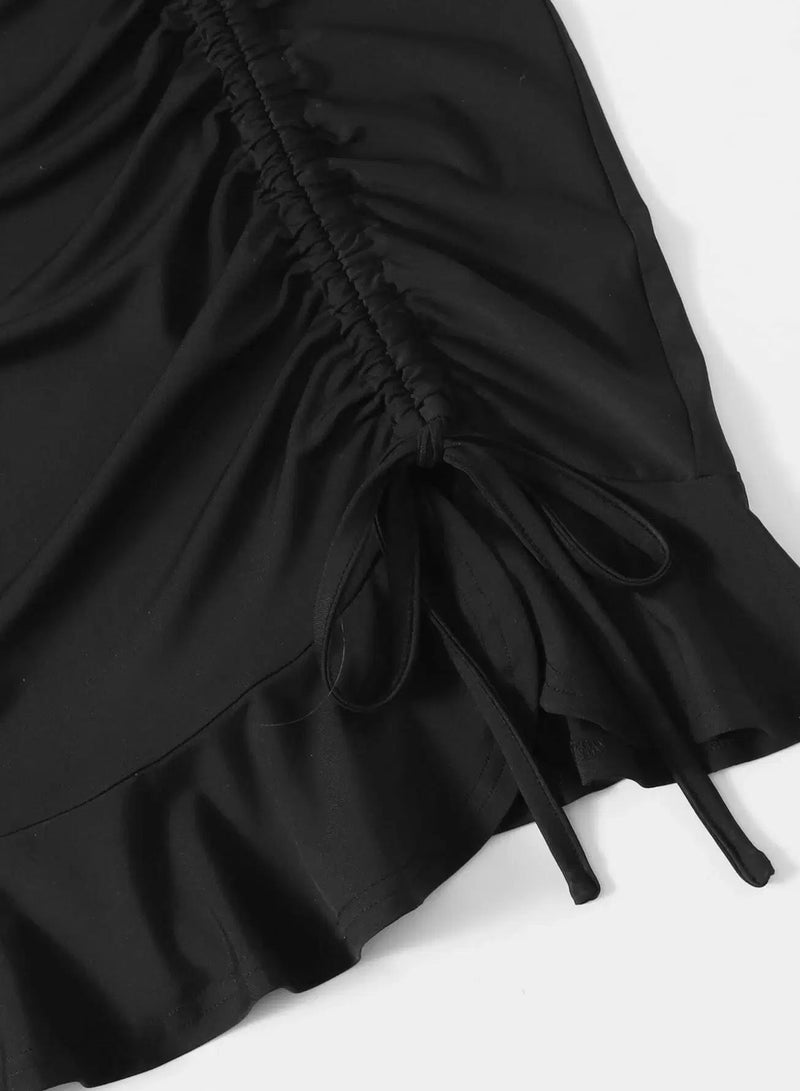 Drawstring Front Ruffle Hem Cami Dress  - Image 5