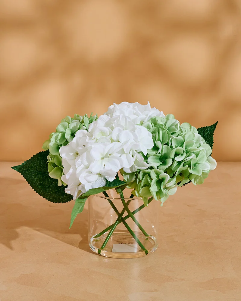 REDTAG White and Green and Hydrangea in Glass Vase