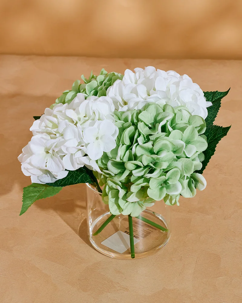 REDTAG White and Green and Hydrangea in Glass Vase